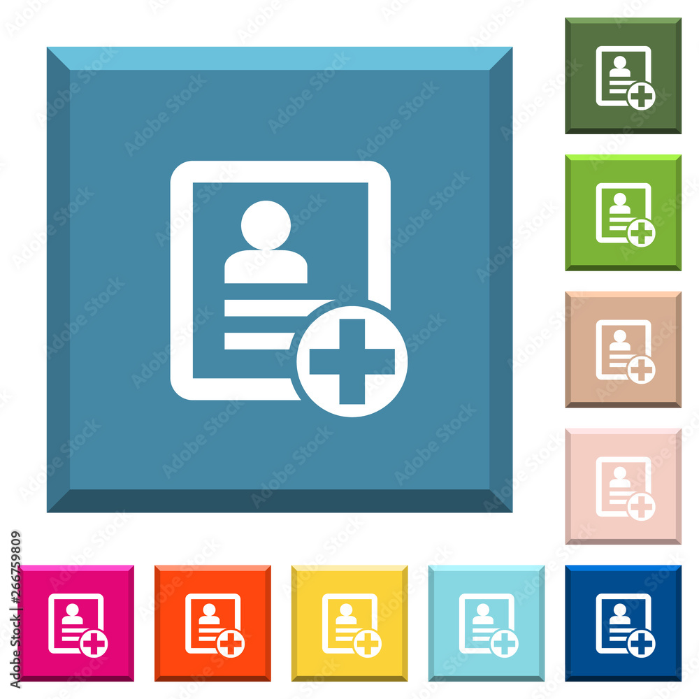 Poster add new contact white icons on edged square buttons