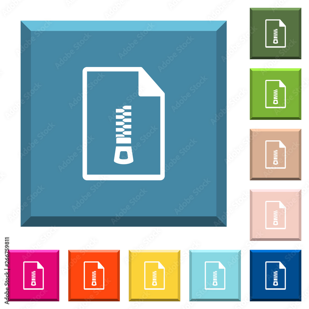 Aufkleber compressed document white icons on edged square buttons