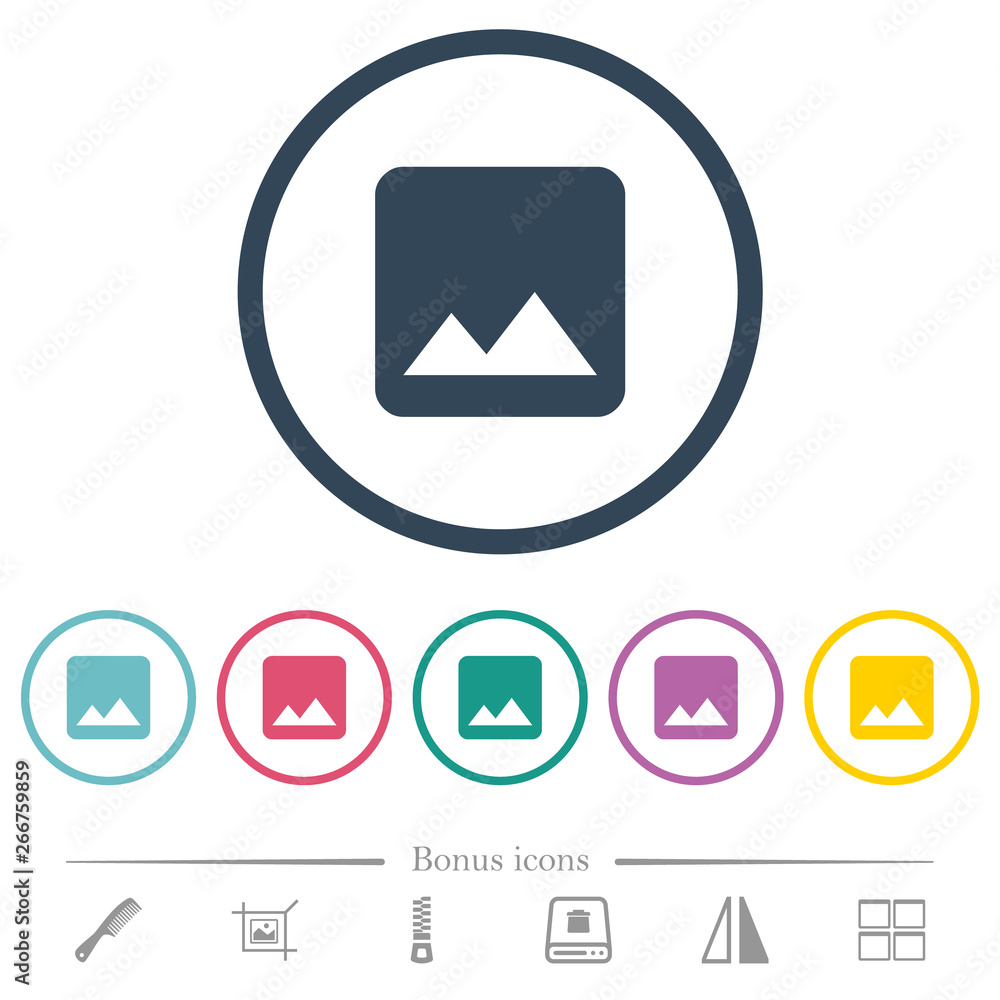 Poster single image flat color icons in round outlines