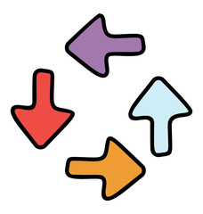 Doodle icon of directional arrow