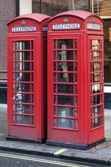 Fototapeta premium Two Red Telephone Boxes