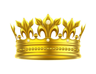 Realistic or 3d golden crown for king or queen