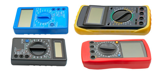 Digital  multimeters on a white