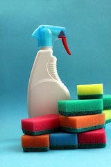 There is a tool for washing windows with lots of colorful sponges