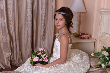 victorian girl in white dress