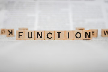 Function Word Written In Wooden Cube