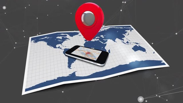 Map icon over cellular phone