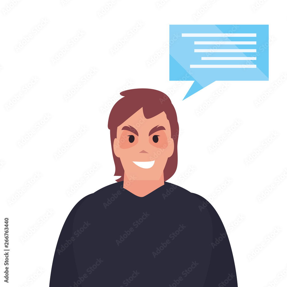 Poster hacker man character speech bubble