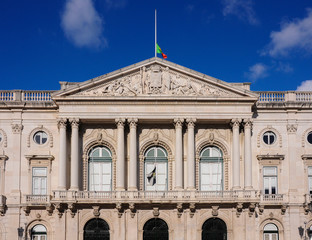 Fototapeta na wymiar Lisbon City Hall (Camara Municipal de Lisboa), front facade of the neoclassical building seat of the municipal government