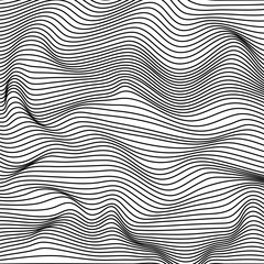 Abstract wavy stripes pattern. Beautiful geometric wave texture. Fashion black and white wave design.