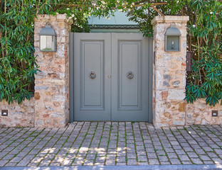 contemporary house main entrance metallic door