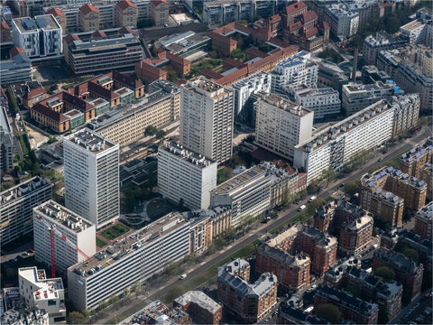 vue aérienne d'immeubles au sud de Paris à la porte de Vanves