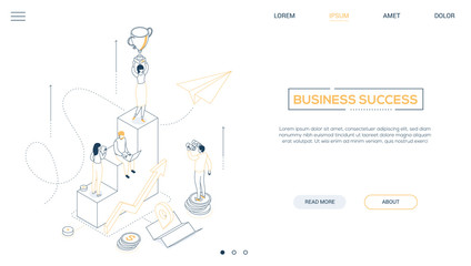 Business success - line design style isometric web banner