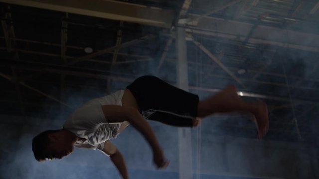 Extreme sports slow motion trampoline