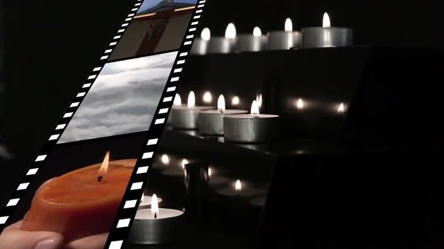 Film strip and candles