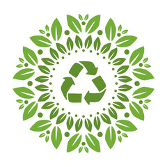 Round Recycling Decoration Ornament. Mandala Look.