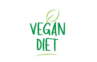 vegan diet green word text with leaf icon logo design