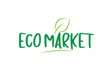 eco market green word text with leaf icon logo design