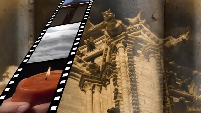 Film strip with different videos