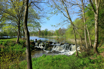 Beautiful waterfall in the Hever countryside