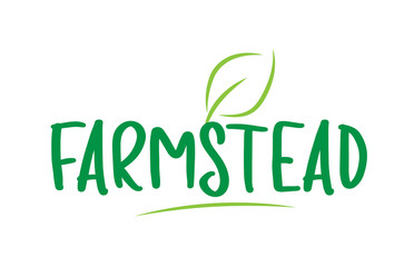 Fototapeta premium farmstead green word text with leaf icon logo design
