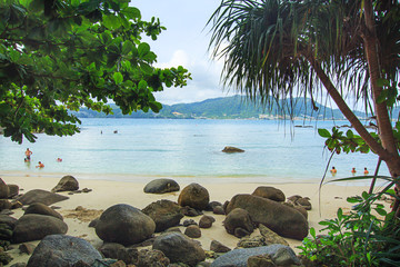 View of the Andaman Sea at the evening, Paradise beach,Phuket Thailand Tropical countries At the top of the island.