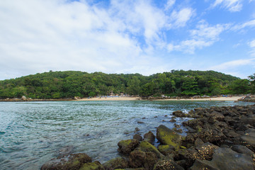 View of the Andaman Sea at the evening, Paradise beach,Phuket Thailand Tropical countries At the top of the island.
