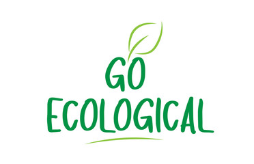 go ecological green word text with leaf icon logo design