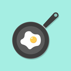 Home cooked food, fried eggs, fried eggs in frying pan, healthy breakfast, home cooking breakfast in cafe, omelet icon.