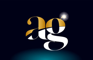 gold golden alphabet letter ag a g logo combination company icon design