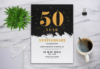 Anniversary Invitation Flyer Layout with Graphic Elements