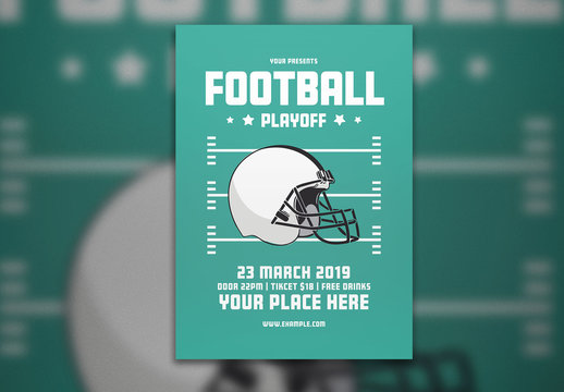 Football Event Flyer Layout with Graphic Illustrative Elements