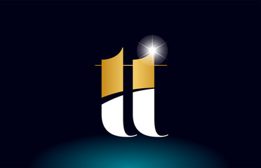 gold golden alphabet letter tt t t logo combination company icon design