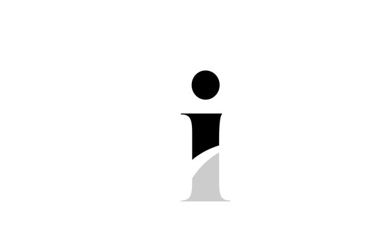 alphabet letter i black and white logo icon design