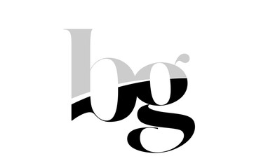 alphabet letter bg b g black and white logo icon design