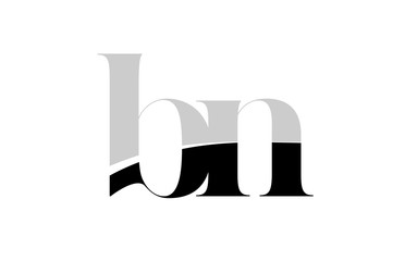 alphabet letter bn b n black and white logo icon design