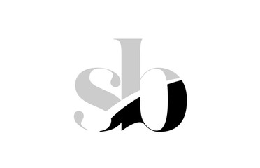alphabet letter sb s b black and white logo icon design