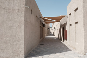 Fototapeta na wymiar Calm street of Heritage Village in Dubai