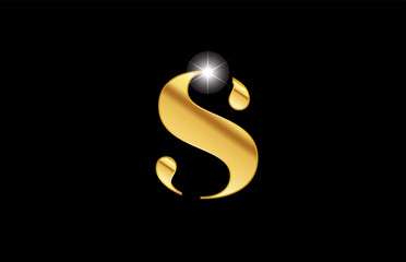 alphabet letter s gold golden metal metallic logo icon design
