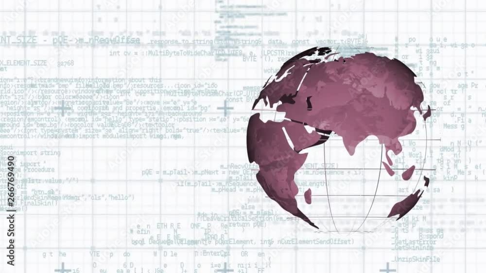 Poster globe with interface codes in the background