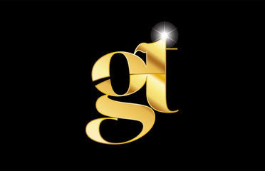 alphabet letter gt g t gold golden metal metallic logo icon design