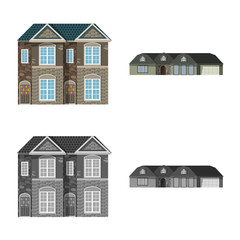 Vector illustration of building and front icon. Collection of building and roof stock vector illustration.
