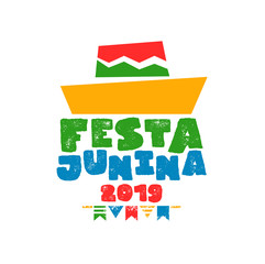 Festa Junina party hat text quote greeting card