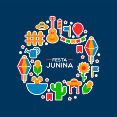 Festa Junina party decoration cartoon card