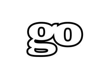 connected go g o black and white alphabet letter combination logo icon design