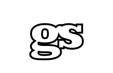 connected gs g s black and white alphabet letter combination logo icon design