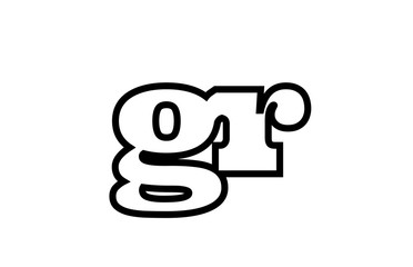 connected gr g r black and white alphabet letter combination logo icon design