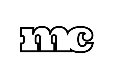 connected mc m c black and white alphabet letter combination logo icon design