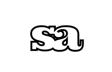 connected sa s a black and white alphabet letter combination logo icon design