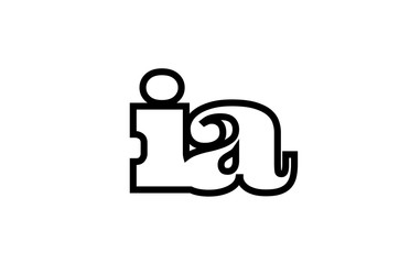 connected ia i a black and white alphabet letter combination logo icon design